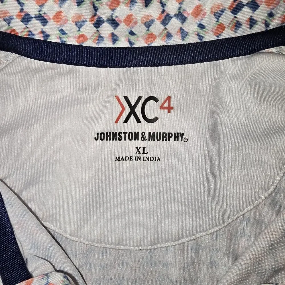 Johnston & Murphy Polo Shirt Mens XLarge XC4 Pastel Geometric Performance Golf